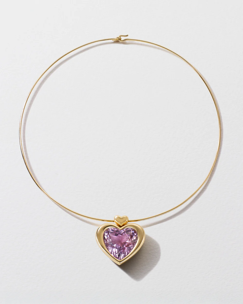 Cupid’s Big Kunzite Heart Pendant on Torque Necklace - Image 3