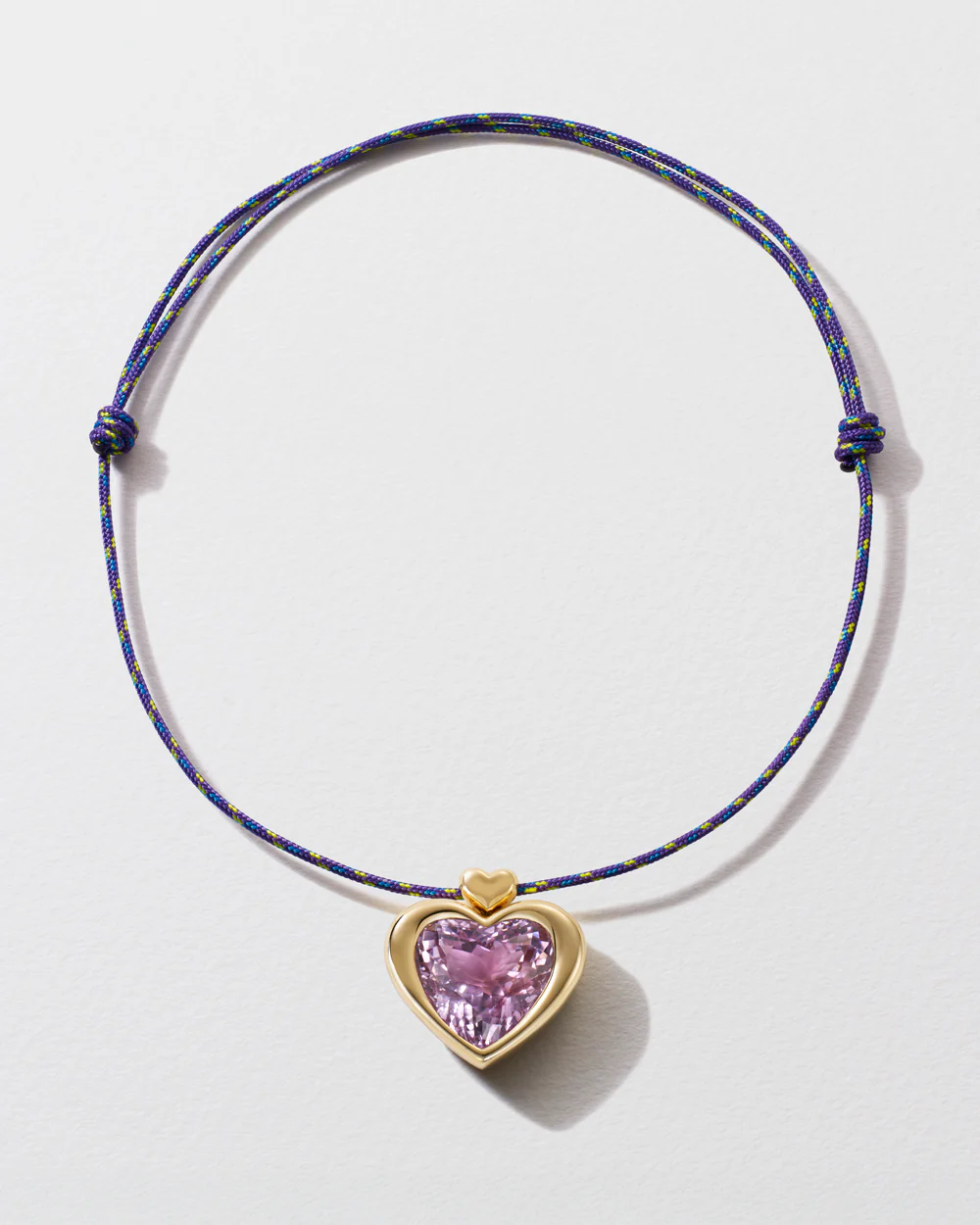 Cupid’s Big Kunzite Heart Pendant on Torque Necklace - Image 4