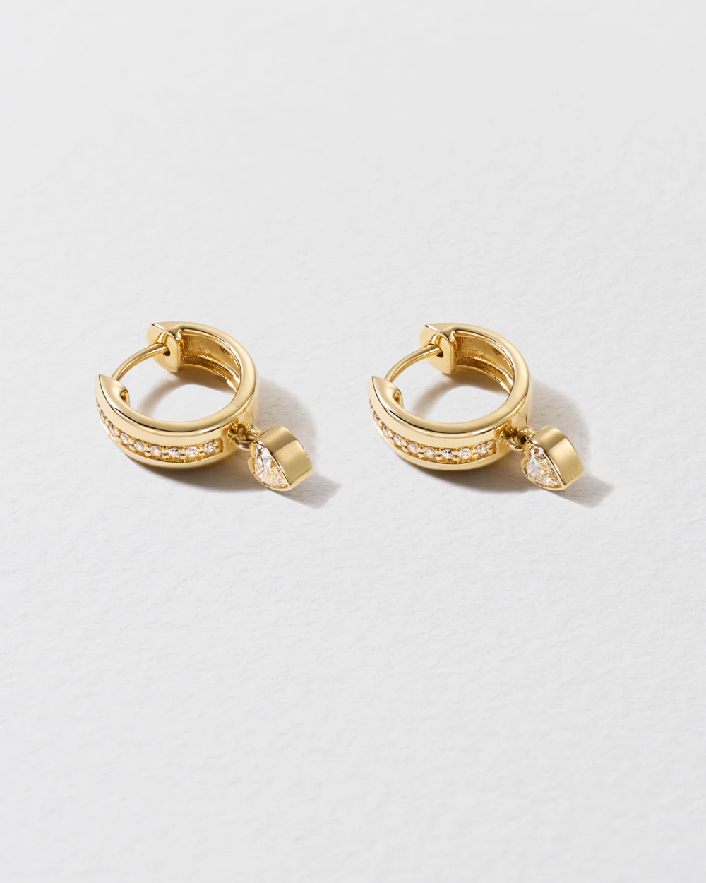 Heart Diamond Stripe Drop Hoop Earrings - Image 3