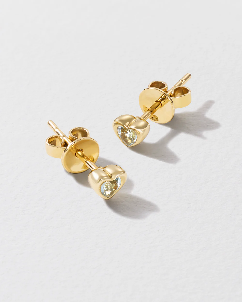 Mini Topaz Total Stud Heart Earrings - Image 3