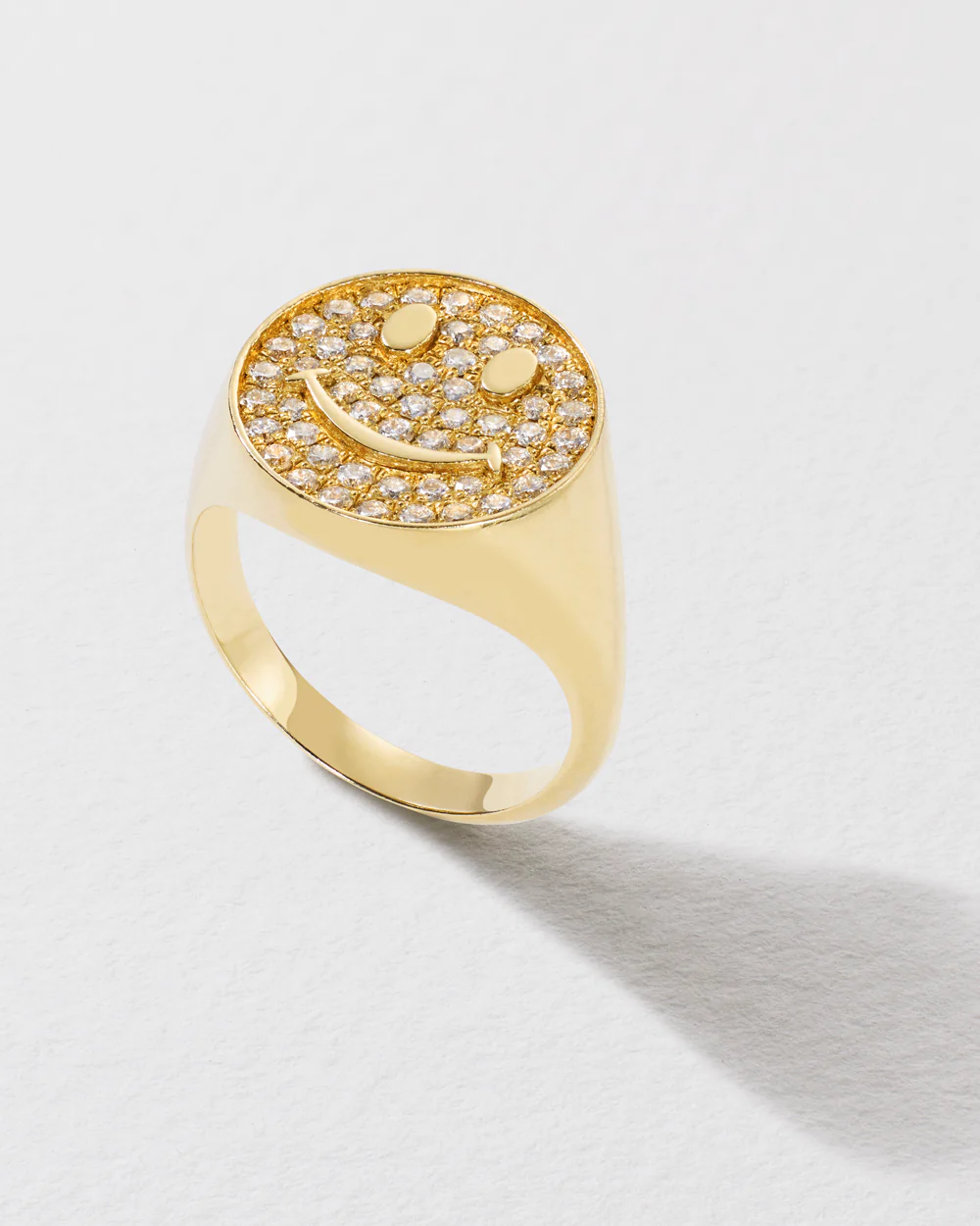 Pavé Diamond Happy Signet Ring - Image 3