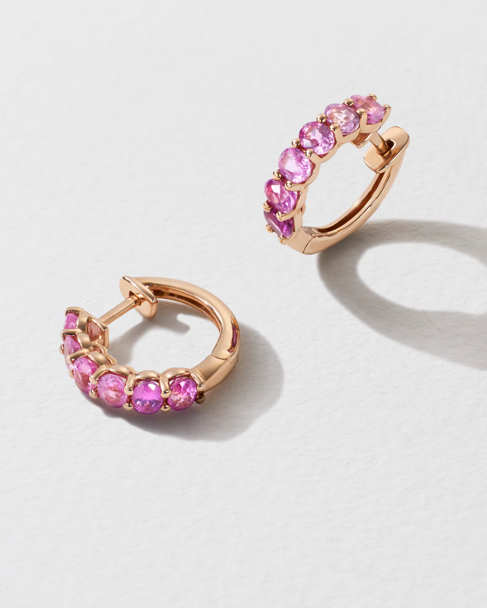 Pink Sapphire Chunko Hoop Earrings - Image 3