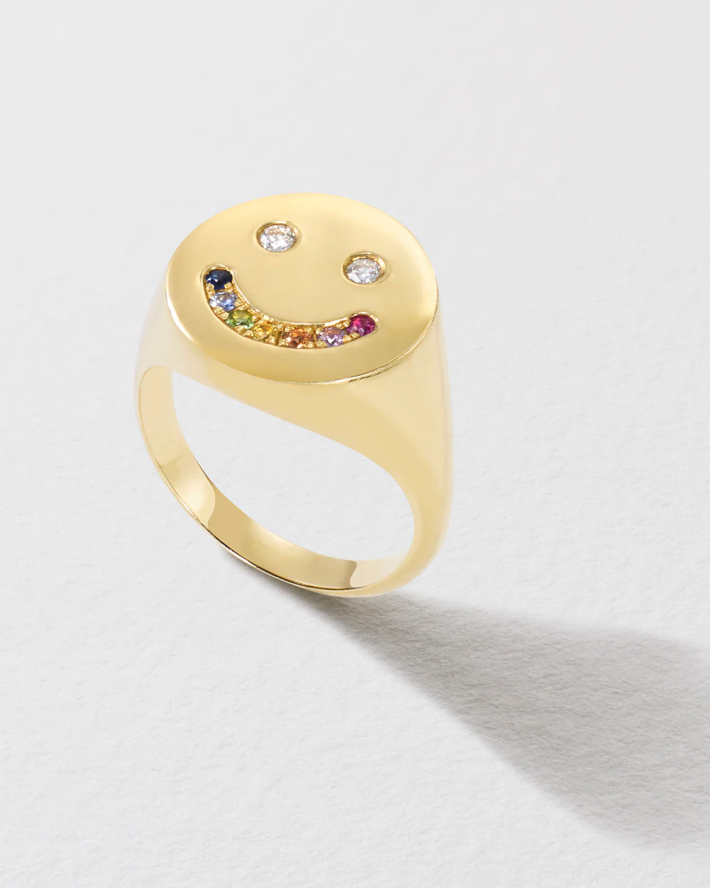 Rainbow Sapphire & Diamond Happy Signet Ring - Image 3