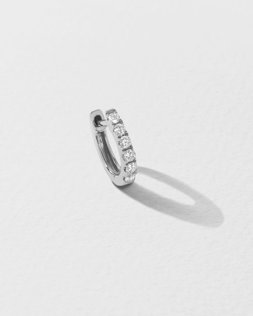 Small Diamond Chubby Huggie Earring - Image 4