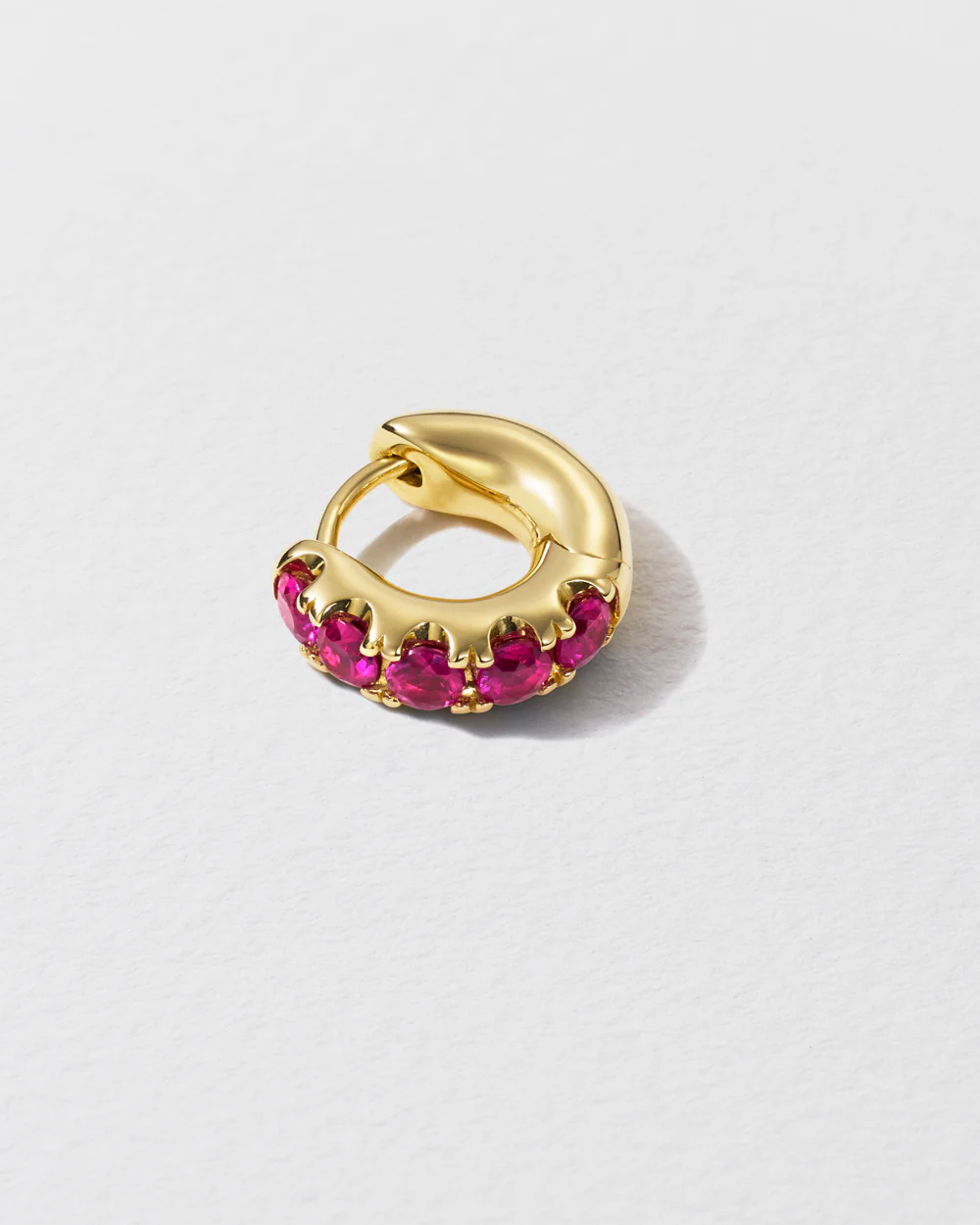 Super Duper Pink Sapphire Hoop Earring - Image 3