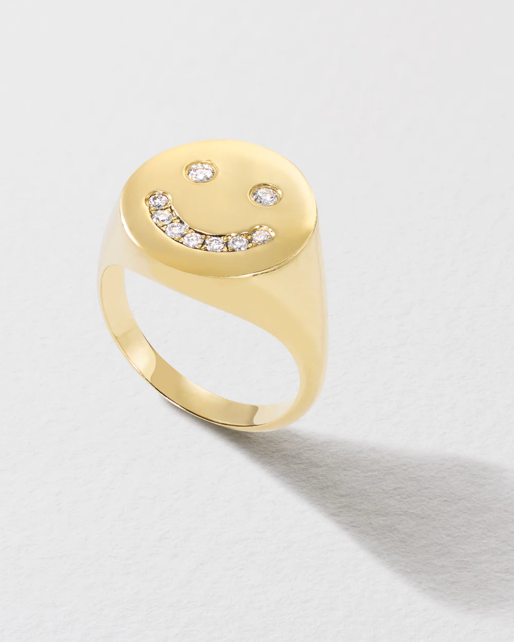 White Diamond Happy Signet Ring - Image 3