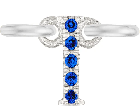 White Gold, Blue Sapphire Letter - Image 11