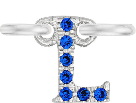 White Gold, Blue Sapphire Letter - Image 14