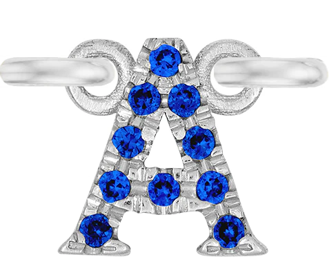 White Gold, Blue Sapphire Letter - Image 3