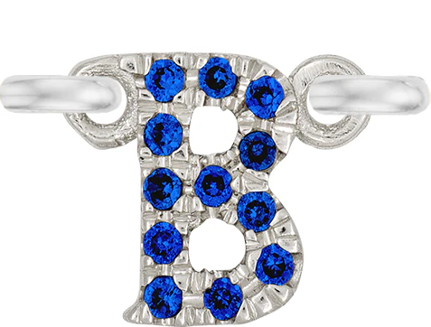 White Gold, Blue Sapphire Letter - Image 4