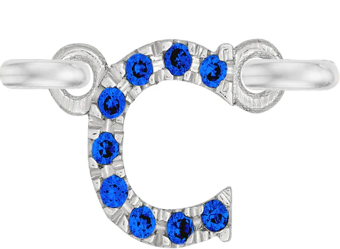 White Gold, Blue Sapphire Letter - Image 5