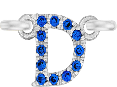 White Gold, Blue Sapphire Letter - Image 6