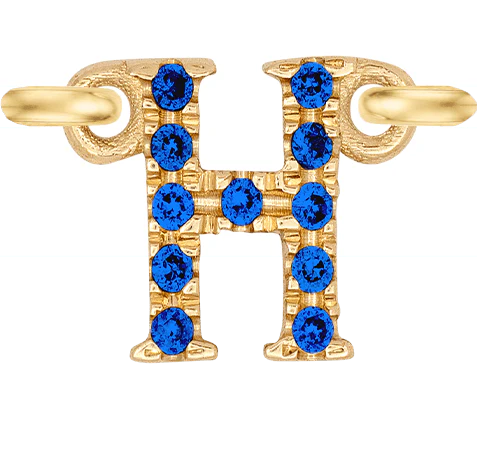 Yellow Gold, Blue Sapphire Letter - Image 10