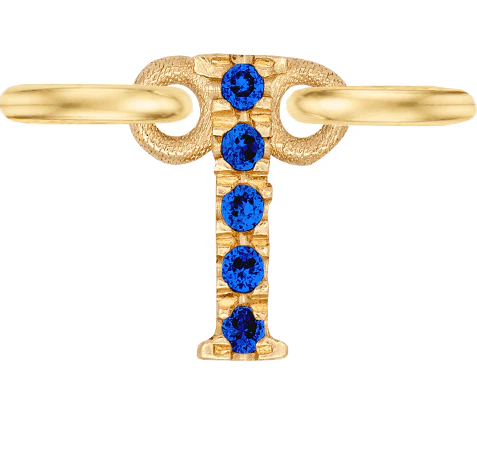 Yellow Gold, Blue Sapphire Letter - Image 11