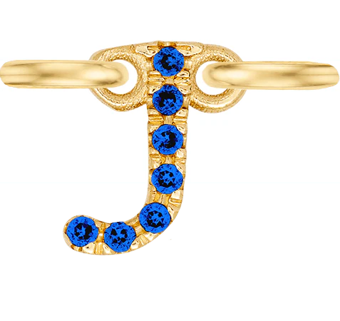 Yellow Gold, Blue Sapphire Letter - Image 12