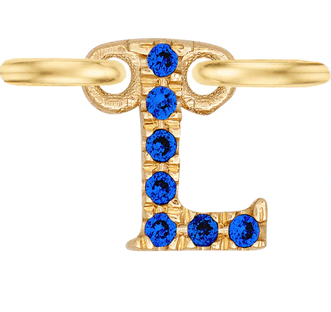 Yellow Gold, Blue Sapphire Letter - Image 14
