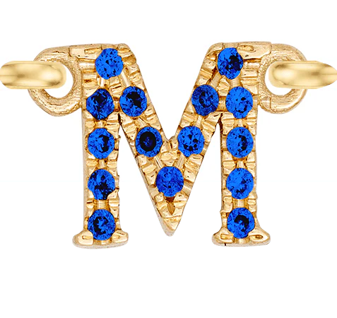 Yellow Gold, Blue Sapphire Letter - Image 15