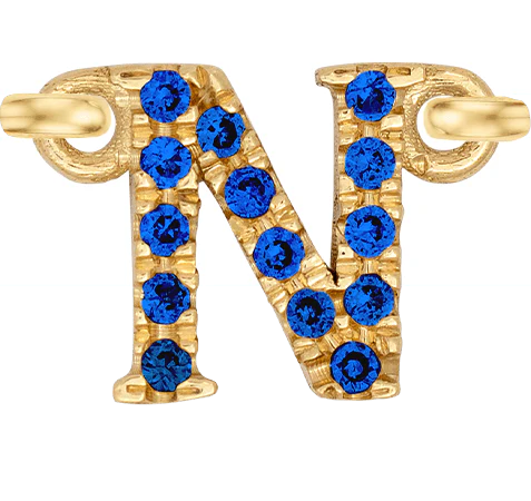 Yellow Gold, Blue Sapphire Letter - Image 16