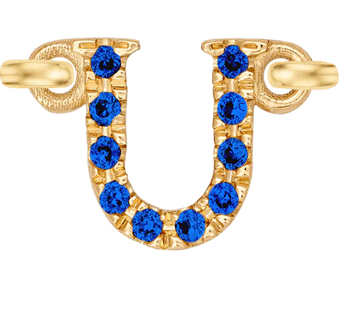Yellow Gold, Blue Sapphire Letter - Image 23