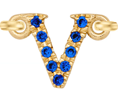 Yellow Gold, Blue Sapphire Letter - Image 24