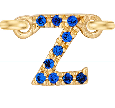 Yellow Gold, Blue Sapphire Letter - Image 28