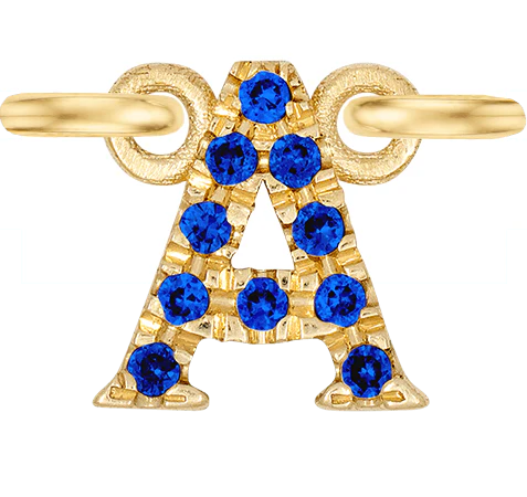 Yellow Gold, Blue Sapphire Letter - Image 3