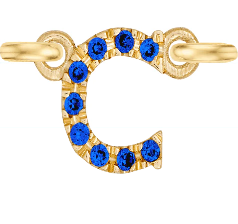 Yellow Gold, Blue Sapphire Letter - Image 5