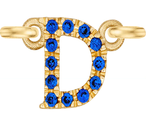 Yellow Gold, Blue Sapphire Letter - Image 6
