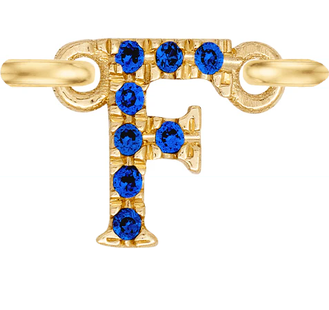 Yellow Gold, Blue Sapphire Letter - Image 8