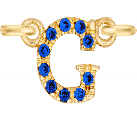 Yellow Gold, Blue Sapphire Letter - Image 9